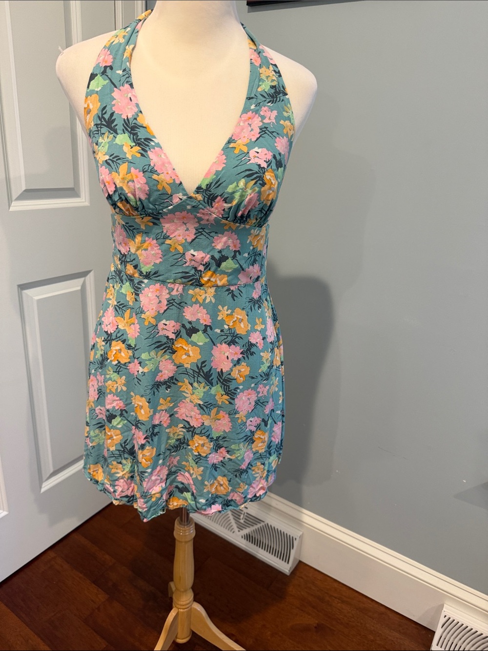 wild fable Teal Dress with Pink and Yellow Floral Print